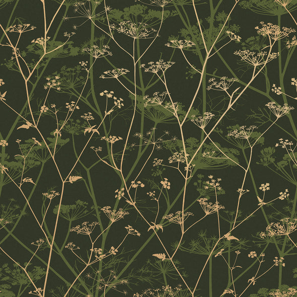Clarissa Hulse Wild Chervil Kingfisher and Gold Wallpaper