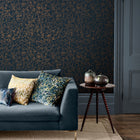 Clarissa Hulse Gypsophila Airforce Blue and Soft Gold Wallpaper