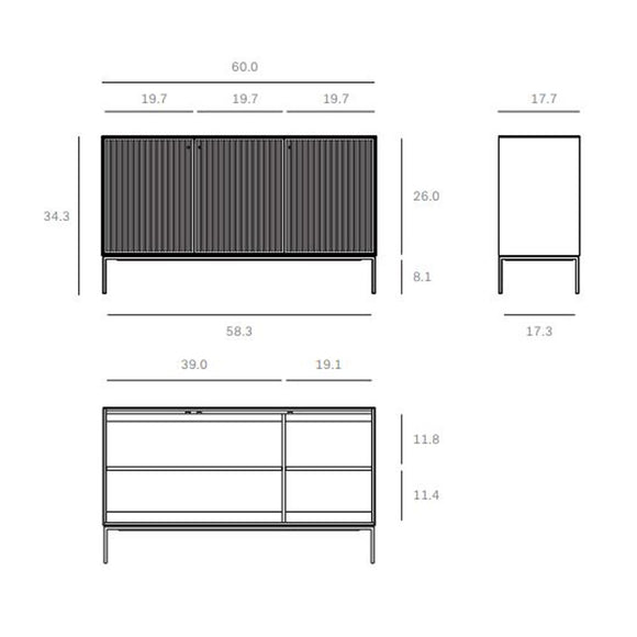 Grooves 3-Door Sideboard