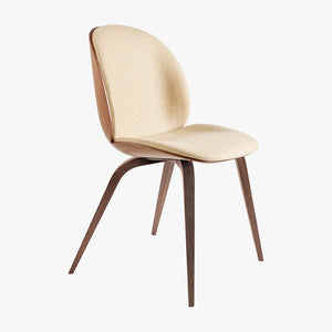 Beetle 3D Veneer Front Upholstered Dining Chair - Wood Base