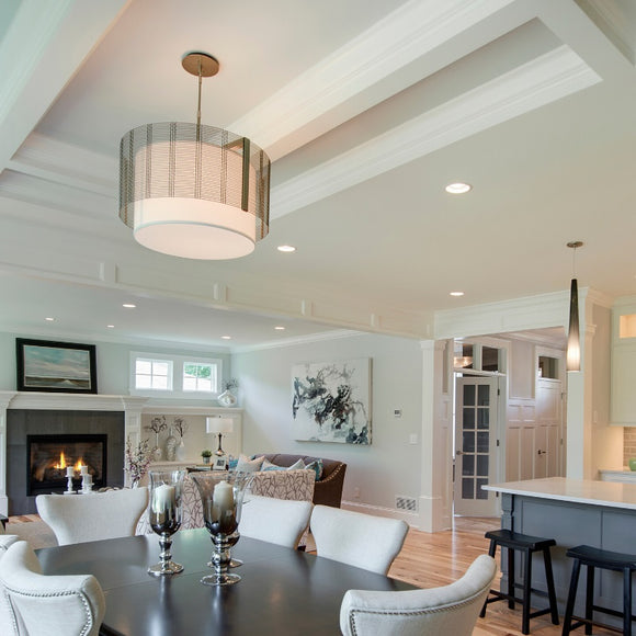 Downtown Mesh Pendant Light with Linen Shade