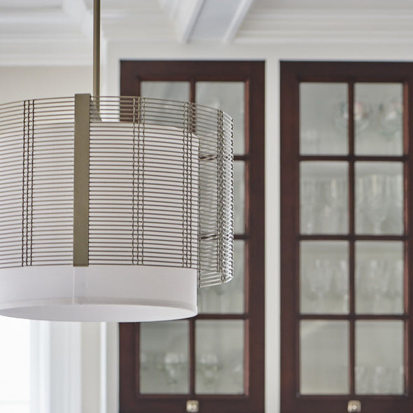 Downtown Mesh Pendant Light with Linen Shade