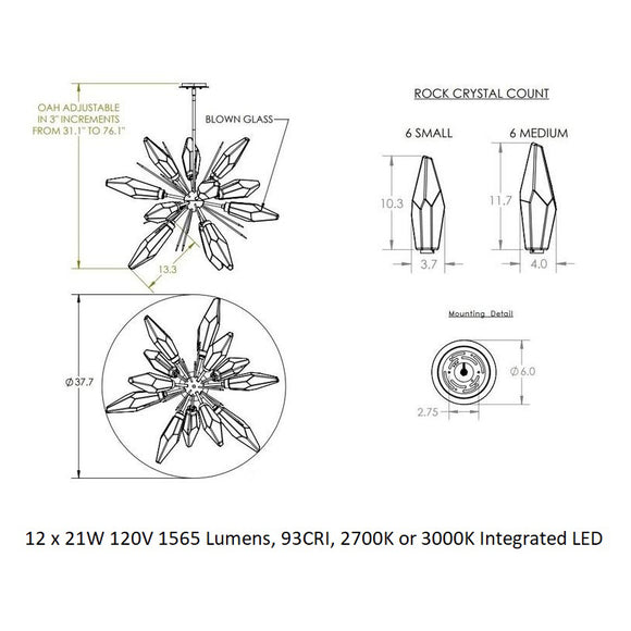 Rock Crystal Starburst Chandelier