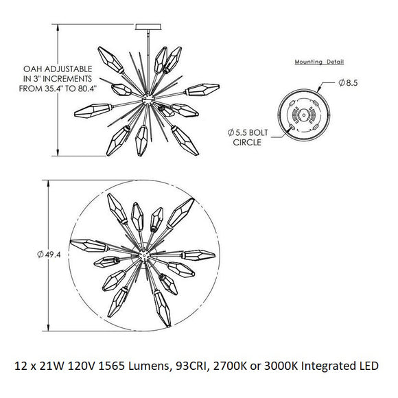 Rock Crystal Starburst Chandelier