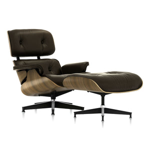 Eames Tall Lounge Chair and Ottoman - Walnut Shell and Black Leather