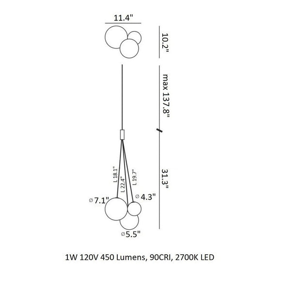 Random 4 Light Multipoint Pendant Light