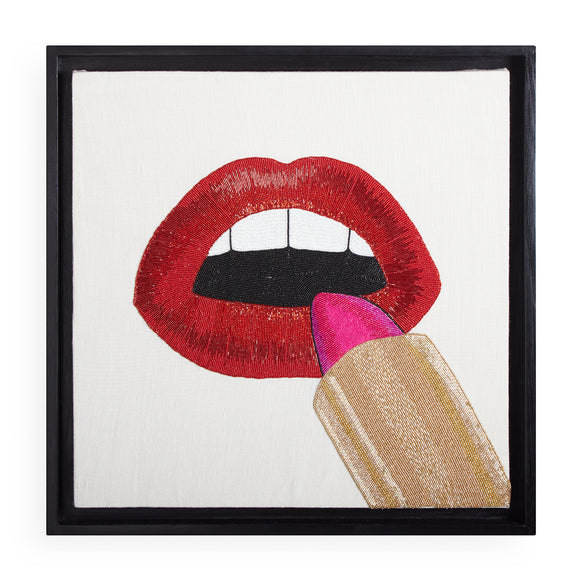 Lipstick Beaded Wall Art