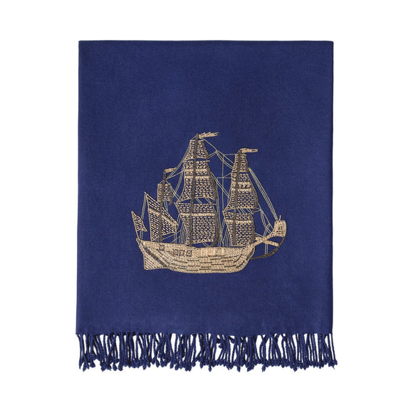 Ship Embellished Throw Blanket