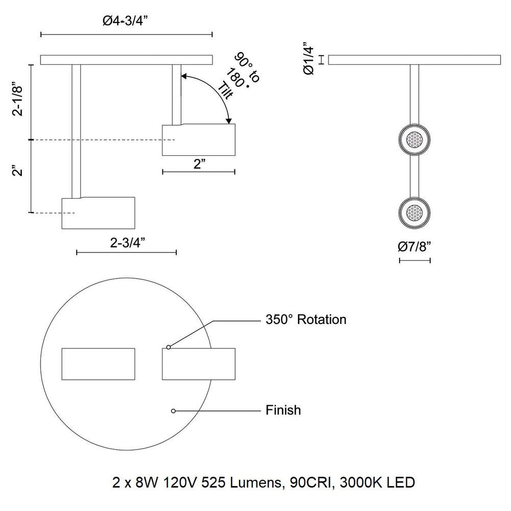 Downey Double Semi-Flush Mount