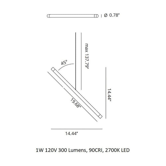 A-Tube Nano Duo 14-Light Rectangular Pendant Light