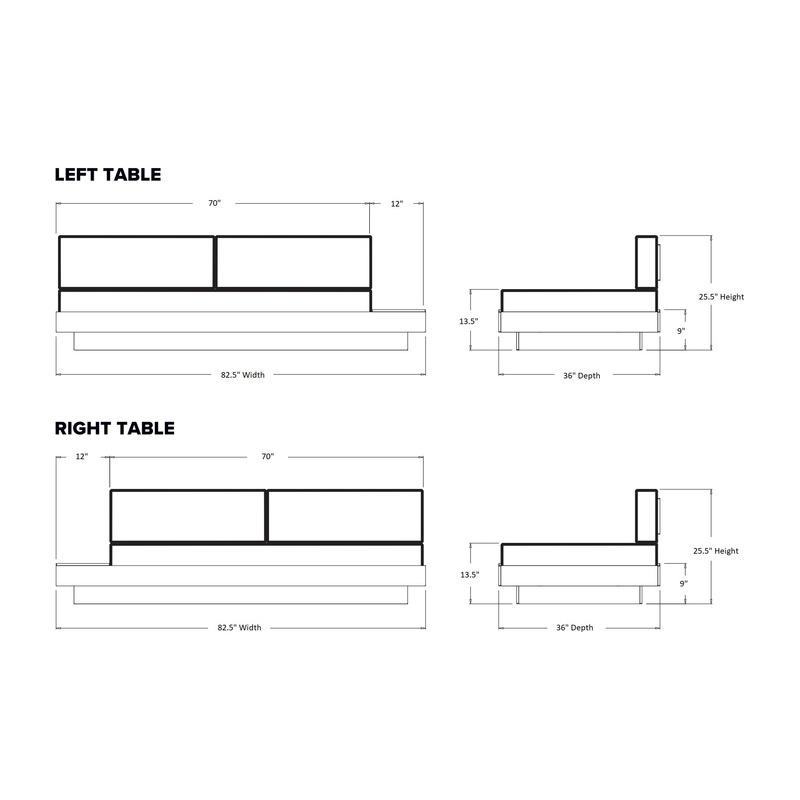 Platform One Outdoor Sofa with Left or Right Table