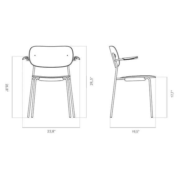 Co Seat Upholstered Dining Chair with Arms