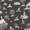 Forest Yoga Wallpaper Sample Swatch  option Sepia on Charcoal / Eco Pre-Pasted