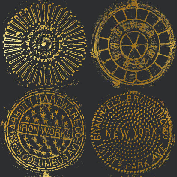 NYC Manhole Wallpaper Sample Swatch