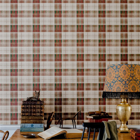 Mind The Gap Countryside Plaid Wallpaper in Gray/Black