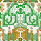 Emperor's Labyrinth Wallpaper Sample Swatch  option Green/Orange/White Sample