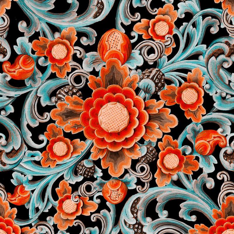 Floral Painting Wallpaper Sample Swatch