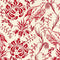 Folk Embroidery Wallpaper  option Crimson/Off White