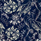 Folk Embroidery Wallpaper  option Indigo/Off White
