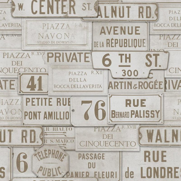 Vintage Signs Wallpaper Sample Swatch