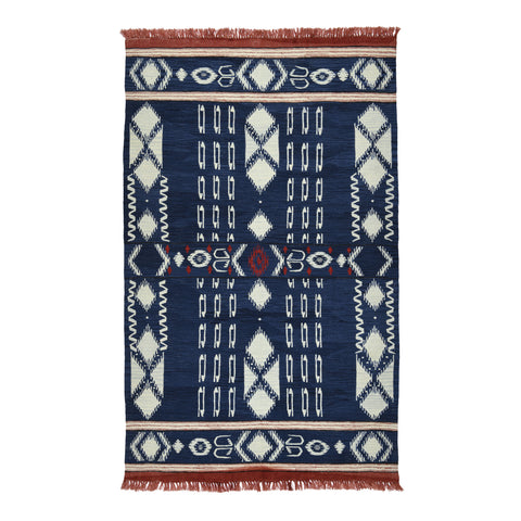 Kapadokia Indigo Wool Kilim Rug