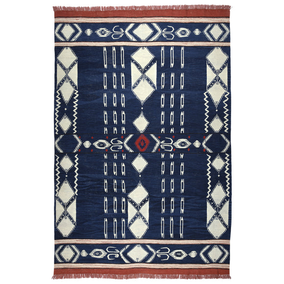 Kapadokia Indigo Wool Kilim Rug