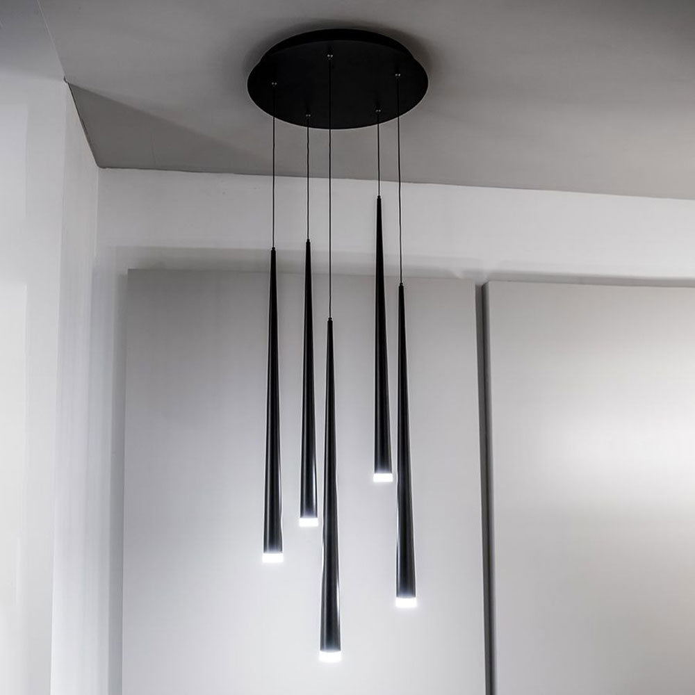 Cascade Etched Glass LED Round Chandelier