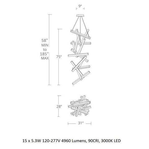 Modern Forms Chaos LED Vertical Chandelier - 2Modern