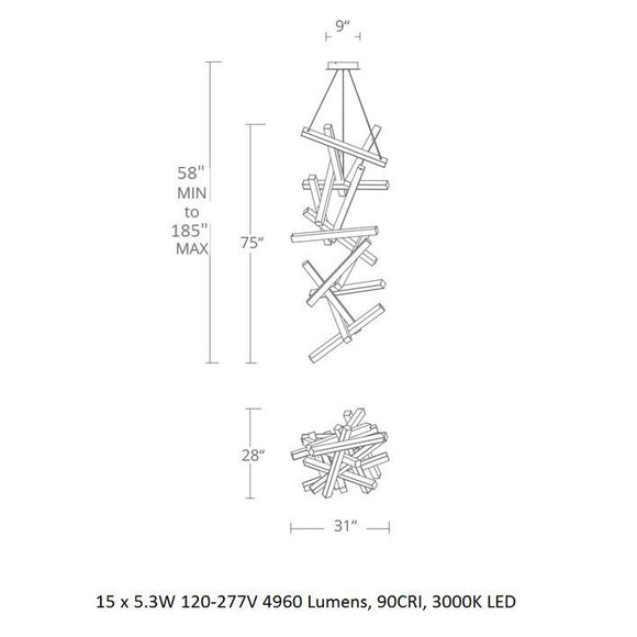 Chaos LED Vertical Chandelier