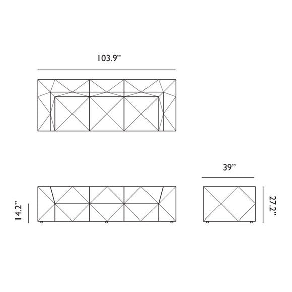 BFF TE02 High Triple Seater Sofa