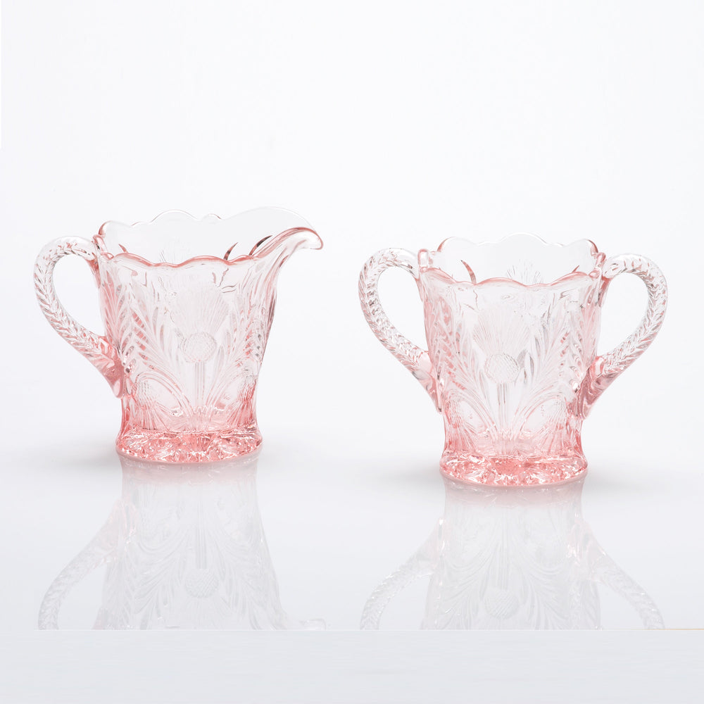 Inverted Thistle Creamer and Sugar