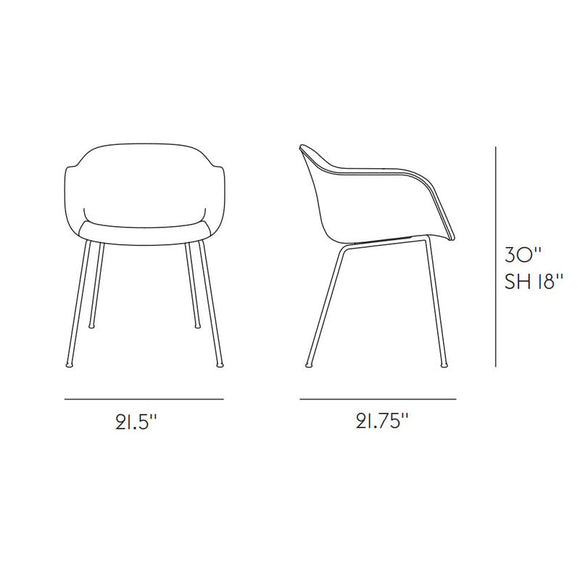 Black / Black Fiber Armchair with Tube Base - OPEN BOX