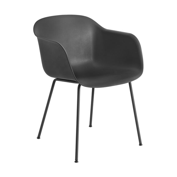 Black / Black Fiber Armchair with Tube Base - OPEN BOX