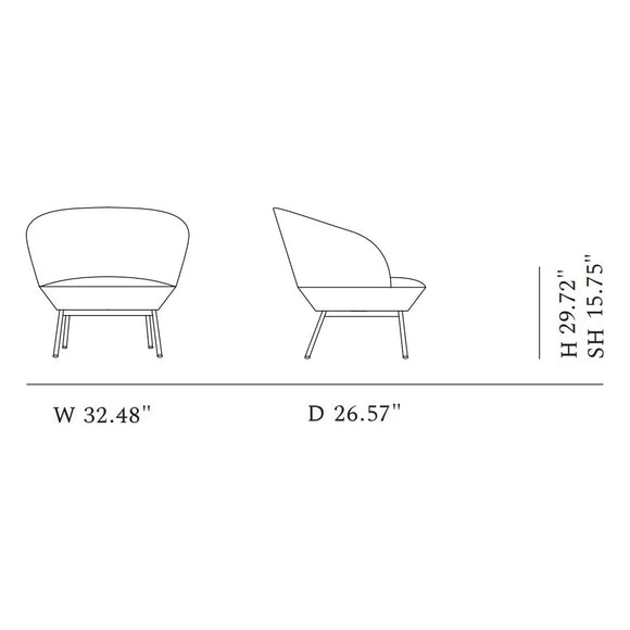 Oslo Lounge Chair with Tube Base