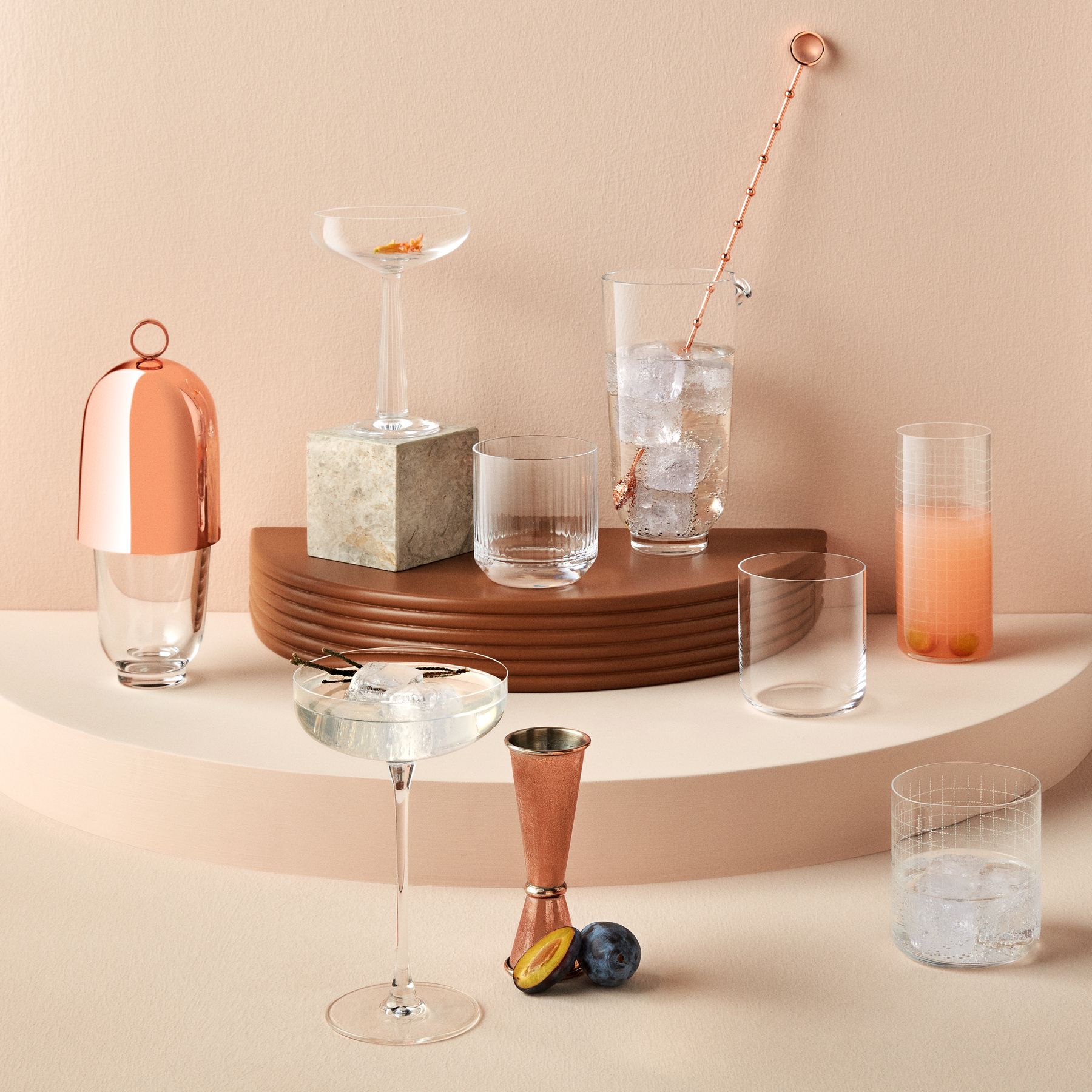 Nude Glass Hepburn Coupe Glasses - Thumbnail 4