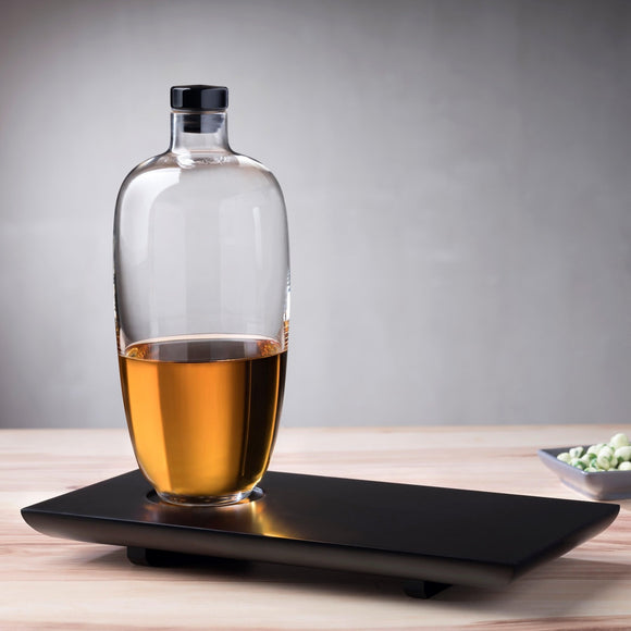 Malt Whiskey Bottle with Wooden Tray