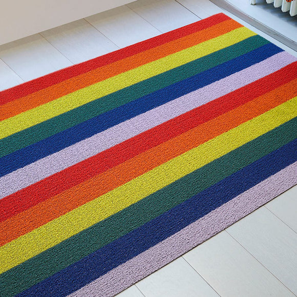 Rainbow Stripe Indoor/Outdoor Shag Floormat