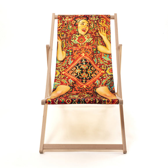 Toiletpaper Wooden Folding Indoor/Outdoor Deckchair