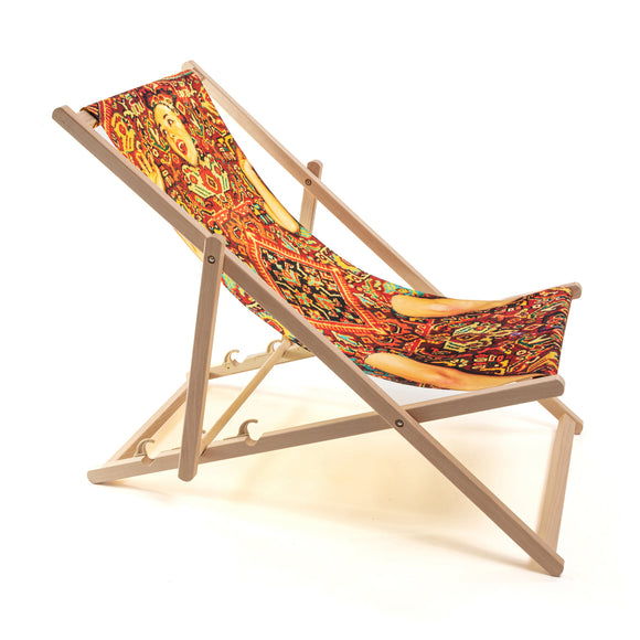 Toiletpaper Wooden Folding Indoor/Outdoor Deckchair