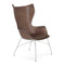 K/Wood Upholstered Chair  option Dark Wood/Dark Leather/Chrome