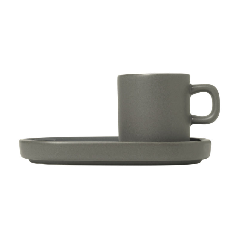 Pilar Espresso Cup with Tray (Set of 2)