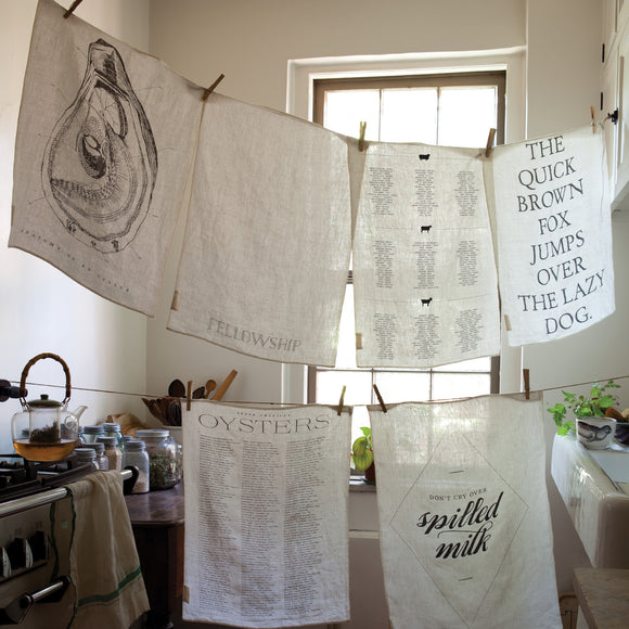 Oyster List Tea Towel (Set of 2)