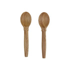 Stoneware Double Salt and Pepper Cellar and Beechwood Spoon Set