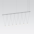 Suspenders® / 8' Linear 1-Tier with V-Line Etched Glass Cone Pendant Lights / Satin Black