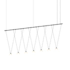 Suspenders® / 8' Linear 1-Tier with V-Line Etched Glass Cone Pendant Lights / Satin Black