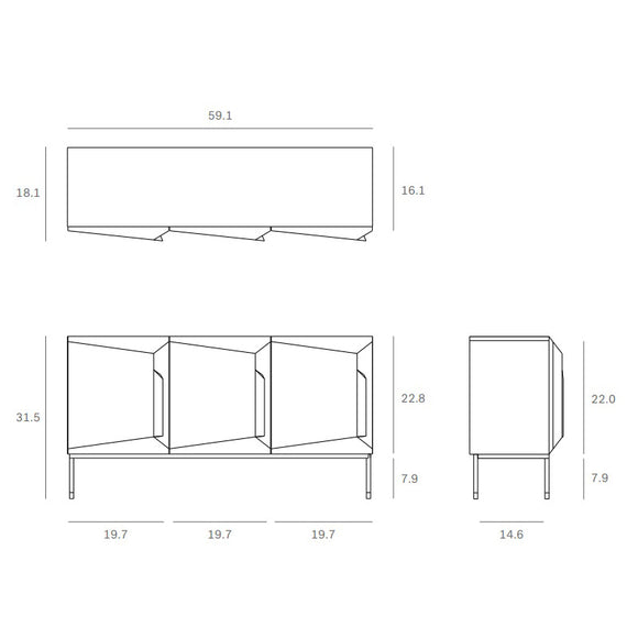 Stairs 3-Door Sideboard