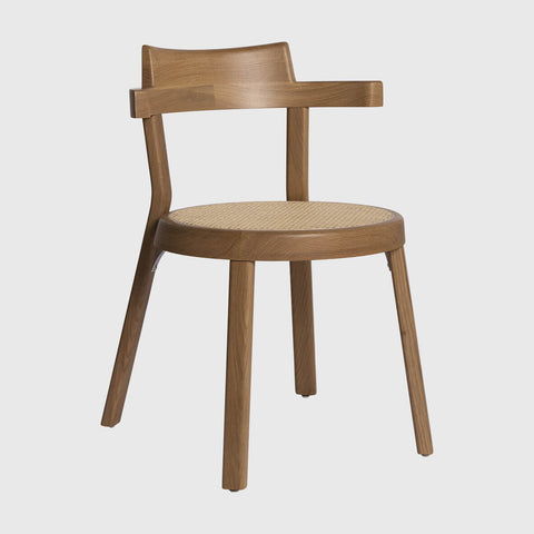 Pagoda Cane Dining Chair with Wood Legs