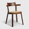 Pagoda Cane Dining Chair with Wood Legs  option Natural Walnut