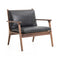 Ren Lounge Chair  option Natural Walnut / Bellagio Black Leather