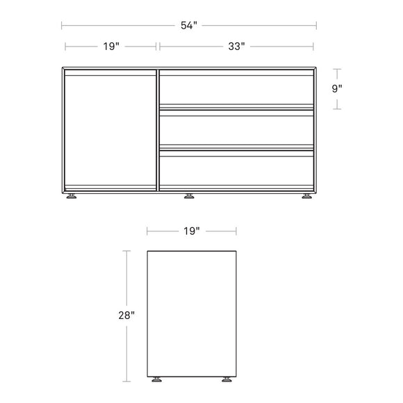 Superchoice 1 Door with 3-Drawer Credenza